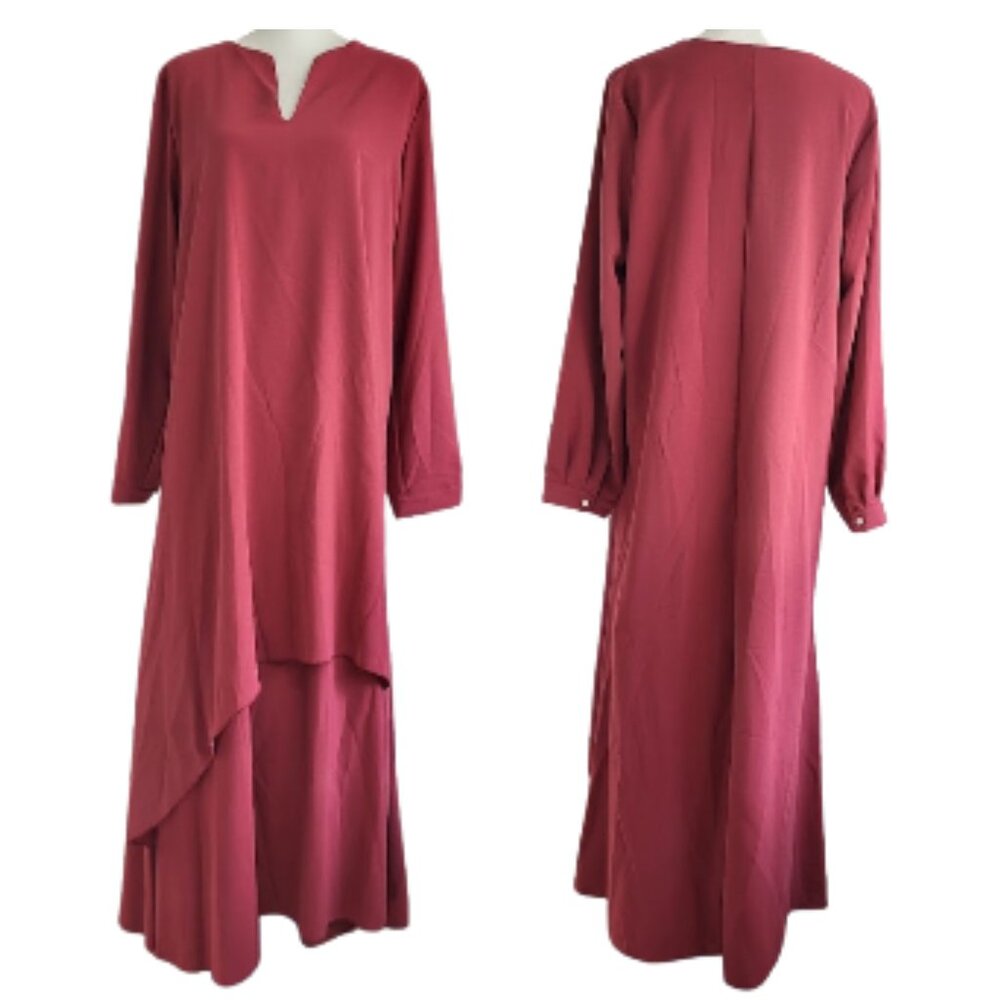 OC ORDER PLUS Long Layered Burgundy Maxi Dress - Women's Plus Size 3X